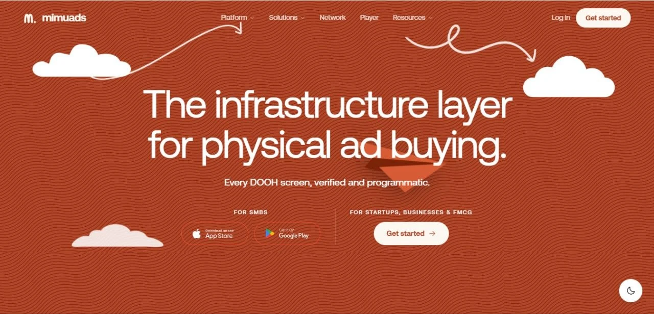 The usemimu.com homepage: The infrastructure layer for physical ad buying