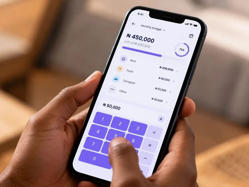 A person checking a budget on a phone app