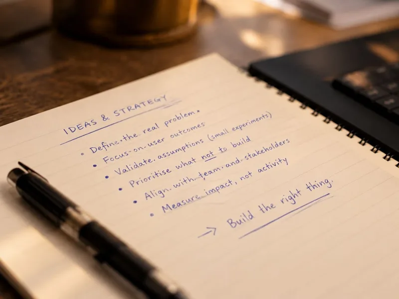 A notebook page headed Ideas and Strategy